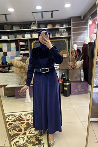 HÜMEYRA BUTİK فستان مخملي مزدوج الصدر