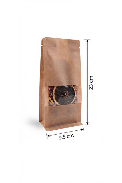23x9.5cm kraft pencereli flat bottom torba (100ADET)