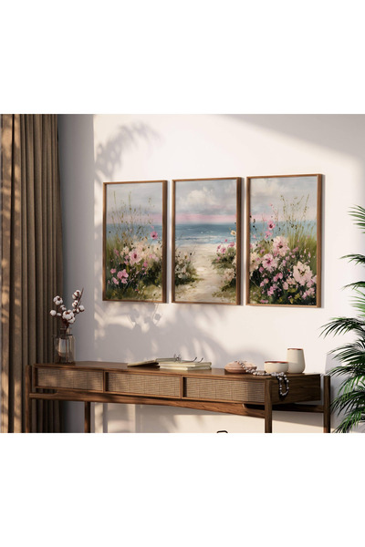 ALAYRA International Soft Abstract Lines 30x40cm Set of 3 Framed Wall Art Decor