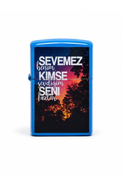 ONRSTORE Baskılı Benzinli Metal Çakmak – Klasik Kapaklı Doldurulabilir Çakmak