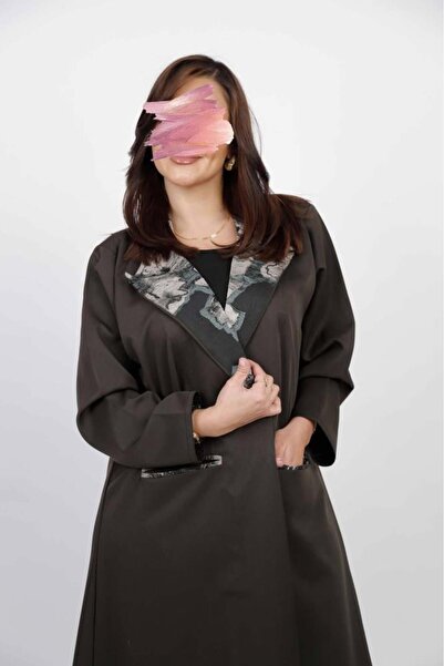 Anaqa Abaya Olive Blazer Abaya with Fringed Collar