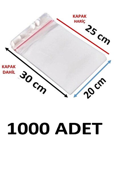 MTKardeşler 1000 Pieces 20X25+5 cm Transparent Adhesive Gelatin Bags Dowry Bags