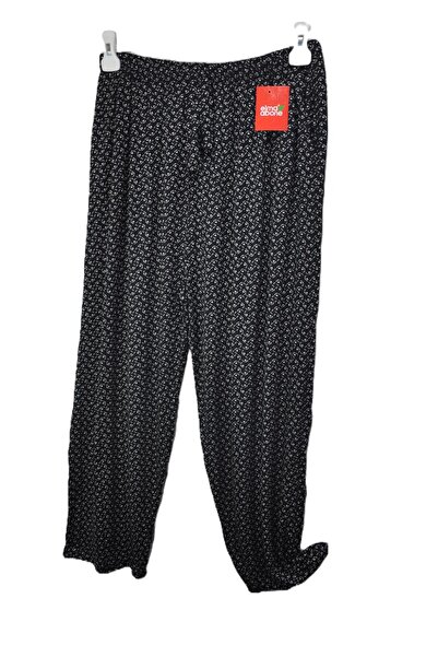 elma abone Super Battal Women's Turquoise Combed Cotton Elastic Waist Pants