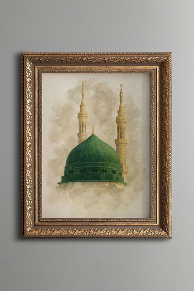 epiqart القبة الخضراء للمسجد النبوي - لوحة بنمط عتيق - نموذج سميك