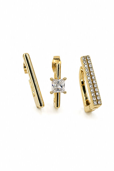 Jack Ferrero Yellow Color Rectangular Shaped and Stone Detailed 3-Piece Bijou...