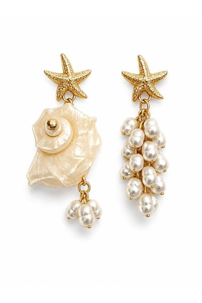 CHARMLUCKY Steel White Shell Pearl Earrings