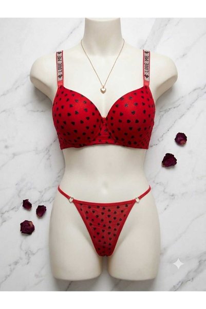 Novera Padded Heart Patterned Bra Set