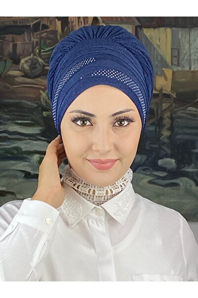 MY UKİYO STORE TESETTÜR ABİYE ÇAPRAZ DRAPELİ İKİLİ TAŞLI BONEŞAL