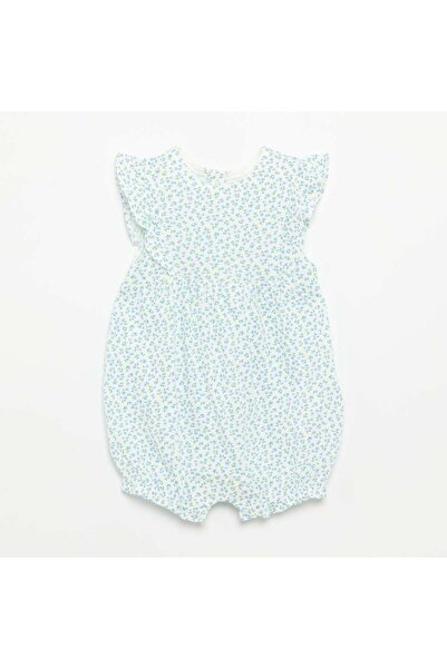 KIABI Printed Cotton Romper BLUE