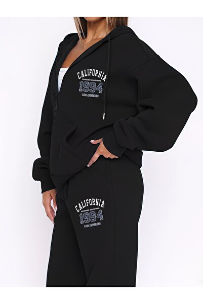 macklin Women's California 1994 Printed Oversize 3 Thread Hooded Jacket Track...