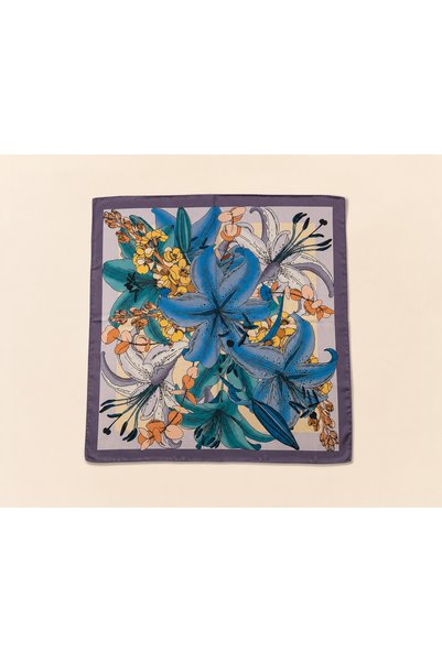 EveryScarf Floral Patterned Satin Neck Scarf/Bandana 70X70 cm