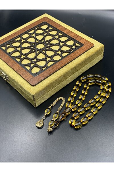 Onurlu Tesbihane Rodajlı Gold Gümüş İp Yolları Eskitme Ateş Kehribar Tespih – 11x8 mm | 32 gr