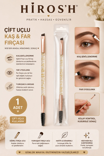 HİROS'H Çift Uçlu Kaş ve Kirpik Fırçası