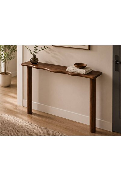 LkAhşap Masif Ceviz Ağacı Dresuar 100x30x85 cm El Yapımı Modern Antre Konsolu Dekoratif Ahşap Dresuar