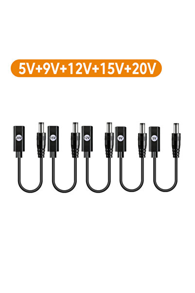 Choice 0.2M 5PCS Mixed Type C Female To DC Male Cable Adapter 5V/9V/12V/15V/2...
