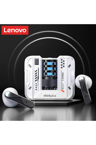Choice Lenovo LP49 White Gaming Headset TWS Bluetooth 5.4 Wireless Sport Earb...