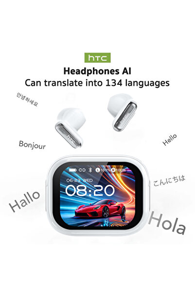 Choice3 White AI HTC NE68 AI Translator Wireless Bluetooth Earphones Touch Sc...