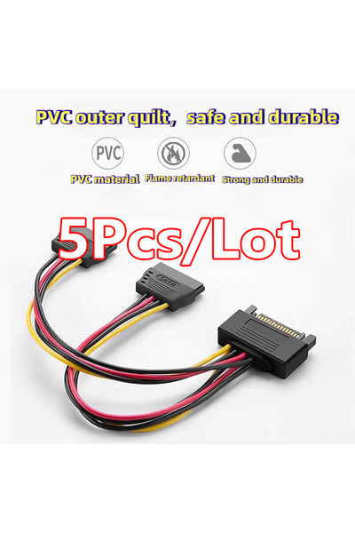 choice2 5PCS SATA Splitter SATA 1 Male to 2 Daul Female Cable Hard HDD 15PIN ...