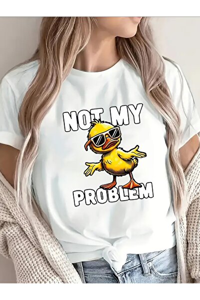 45 BPM تي شيرت نسائي بطبعة بطة من Not My Problem، تي شيرت قطني بأكمام قصيرة، ...