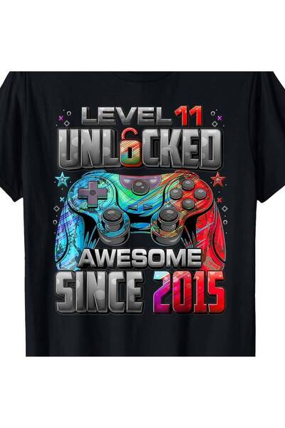 799 تي شيرت رائج للغاية للعبة Level 11 Unlocked Awesome Since 2015 11th Birth...