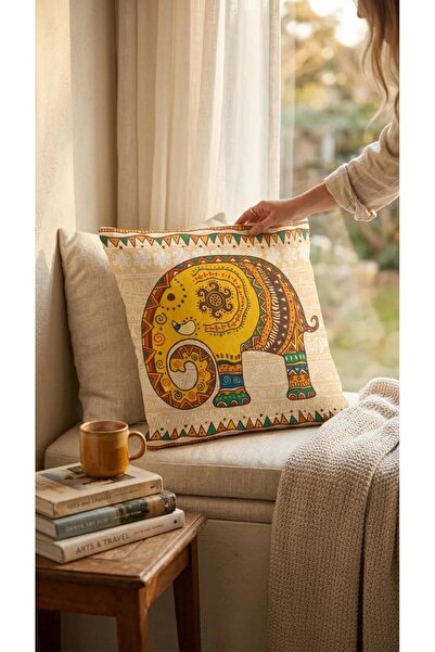SYCAMORE HOME Bohemian Elephant Patterned Decorative Throw Pillow Cover 45X45...