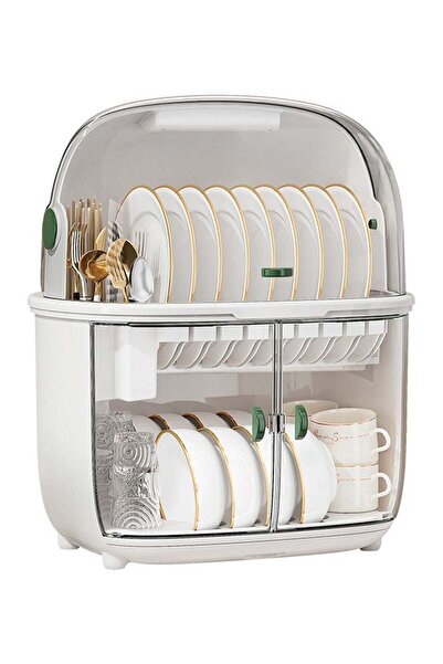 glanfen Home Kitchen Utensil Drain Storage Box with Drain Rack 37.8*28.3*44.3CM