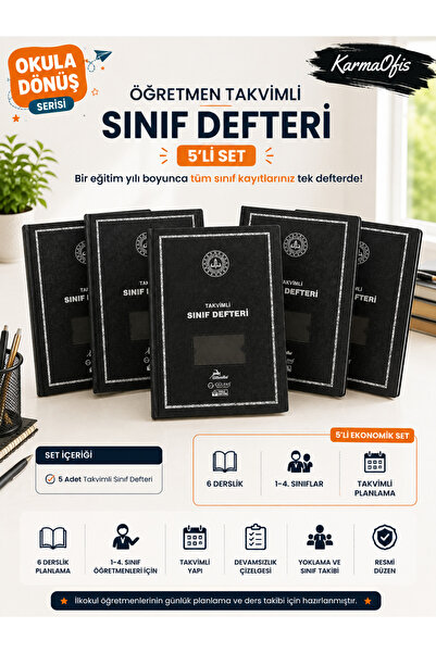 KarmaOfis دفتر ملاحظات مدرسي مع تقويم 6 فصول دراسية 1-4. دفتر تخطيط وتسجيل ال...