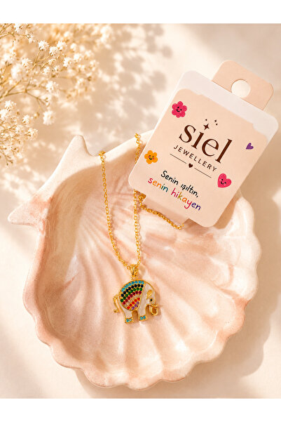 Siel Jewelry Fil Figürlü Çelik Kolye