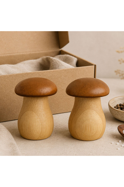 Bk Gift Natural Wood Cork Design 2-Piece Salt and Pepper Shaker Set, Decorati...