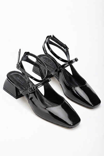 Zerenyus Zri̇n-003 Premium Black Patent Leather Daily 4 cm Mary Jane Heeled S...