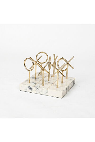 Palma homez Game X.O. Risen White Marble and Gold and White Pieces Gold 18X18...