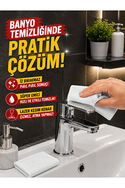 SİLVER HOME 20'li Rulo Mikrofiber Temizlik Bezi 25x30 cm Çok Amaçlı Lazer Kesim Süper Emici Kopart Kullan Beyaz