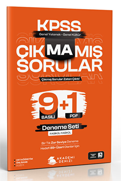 Akademi Denizi KPSS GY GK Çıkmamış Sorular 9+1 Deneme Seti (Ortaöğretim Önlis...