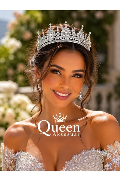 QUEEN AKSESUAR Στέμμα Ιζαμπέλα με ασημένια κρυστάλλινα πετράδια, νυφικό στέμμ...