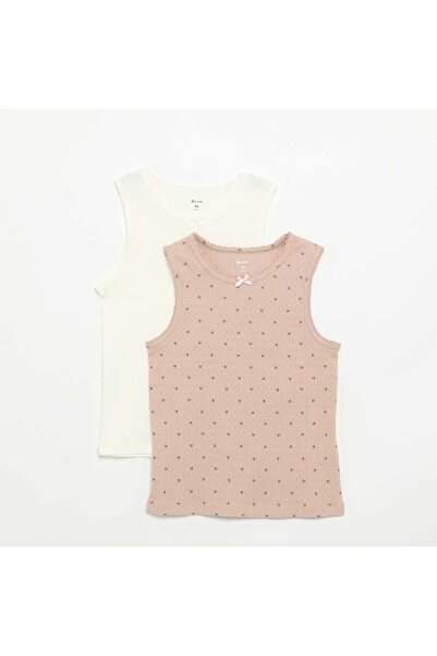 KIABI Pack of 2 pointelle knit tank tops BEIGE