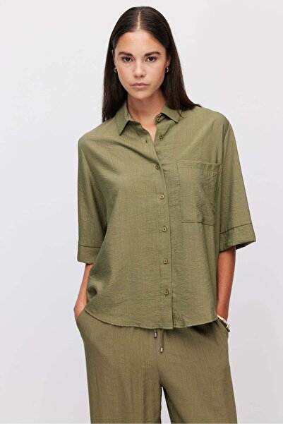 PAULMARK Women's Oversize Textured Double Sleeve Shirt