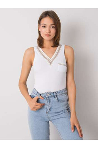 Och Bella Top Dama, Och Bella, Bumbac, Decolteu in V, Alb, model TW-TP-OB015A.78
