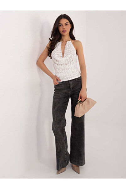 Italy Moda Top Dama Fara maneci, Dantela, ITALY MODA, Alb Eleganta Model IT-T...