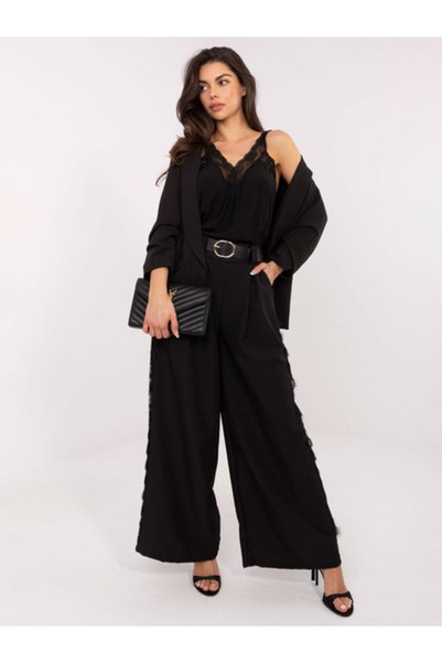 Italy Moda Γυναικεία Παντελόνια, ITALY MODA, Βισκόζη, Κομψό, Μαύρο, μοντέλο M...