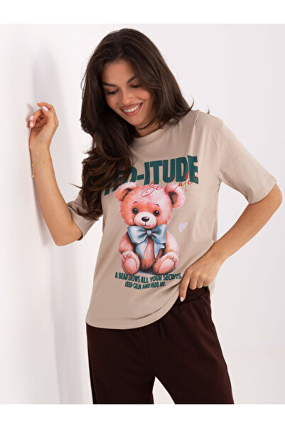 Fresh Made Tricou Dama, Fresh Made, Bumbac, Maneca scurta, Bej, model D12083A...