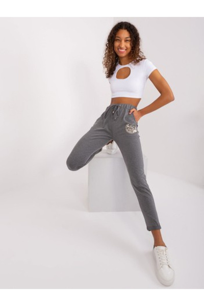 Relevance Pantaloni Trening Dama Conica, Guler inalt, RELEVANCE, Gri Casual M...