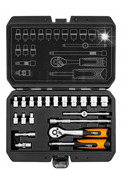 NEO Tools Set de chei tubulare 1/4 inch, finisaj satinat, 20 piese N10-230