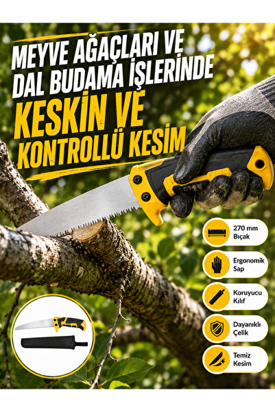 OtoTech Pruning Garden Saw with Sheath 270 mm Straight Blade