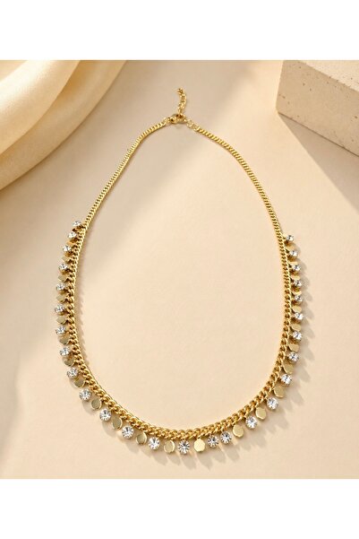 Morby Collection Yuvarlak Pullu Taşlı Kolye