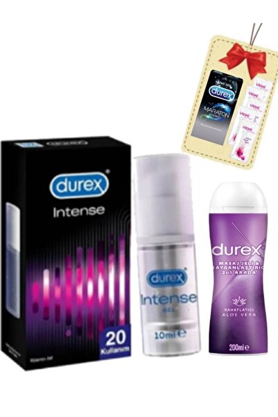 Durex Intense 20'li ve Aloe Vera Jel Set Avantaj Paketi 5'li Maraton +Mendil