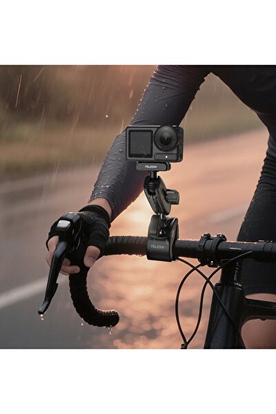 TELESIN Magic Arm Suport Clip Suport Bicicleta Motor pentru DJI Action 5 PRO ...
