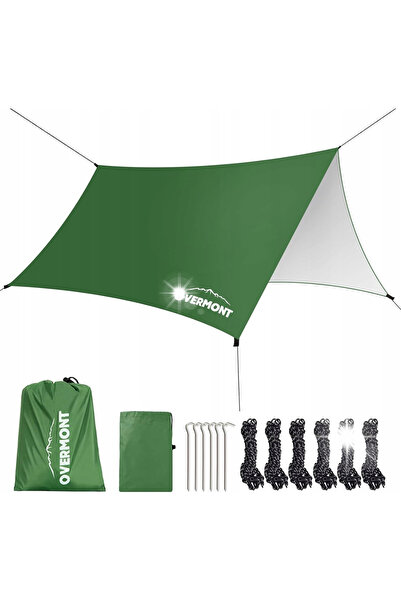 OVERMONT Prelată de camping impermeabilă pentru exterior, tip biwak, cu șnuru...