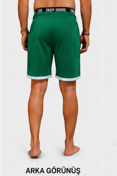Deep sense Men's Green Shorts with Pockets, Lace-Up, Relaxed Fit, Summer Casual Sports Sea Beach Shorts with Contrast Piping
