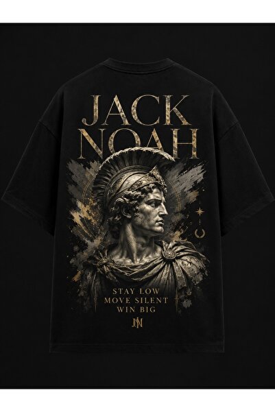 Jack & Noah Ανδρικό μαύρο άνετο μπλουζάκι unisex με στάμπα oversize