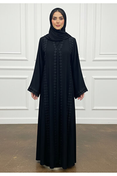 Nukhbaa Lace Embroidered Open Abaya-877